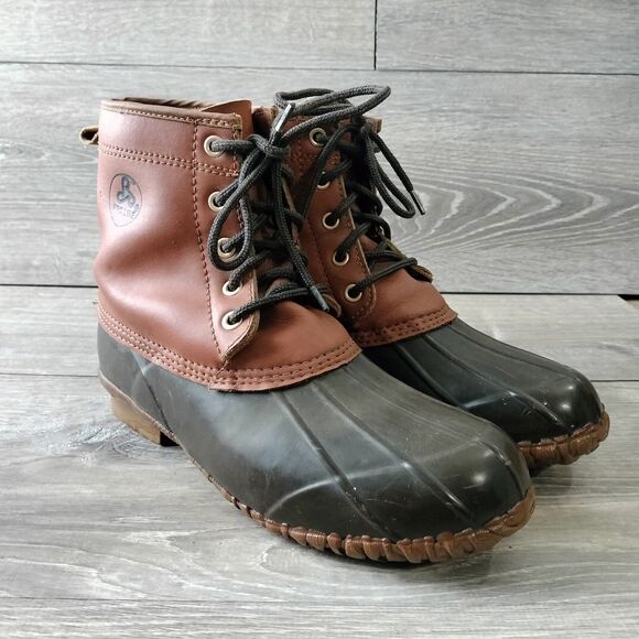 Proline Mens Waterproof Duck Boots Size 9 Leather Rubber Lined Mid Ankle Hunting - Picture 1 of 14